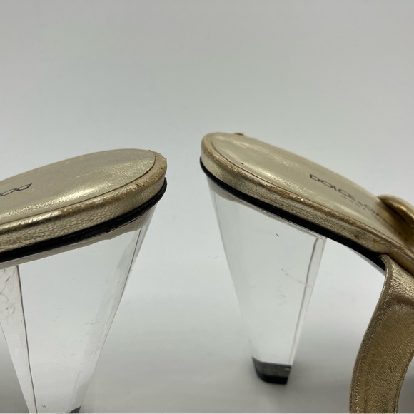Dolce & Gabbana Gold Heels Women Size 37 1/2 US ( 6.5 -7 ) - Picture 7 of 13